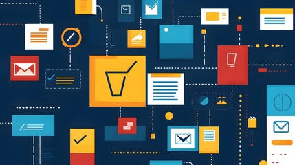 Poster - Colorful digital icons representing various online services and communication tools.