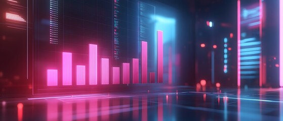 Fototapete - Futuristic data visualization with vibrant neon colors