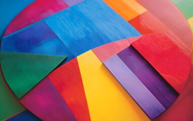 Poster - Vibrant geometric shapes in a kaleidoscope of colors, showcasing the beauty of abstract design. Perfect for creative projects or as a decorative element in any digital artwork.