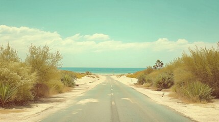 Wall Mural - Una carretera que lleva a la playa un día soleado, vacaciones de verano