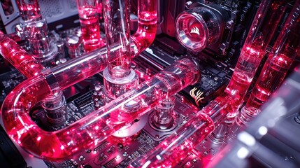 Poster - Custom Computer Water Cooling System with Pink Liquid