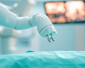 Poster - Cutting-Edge Medical Technology Robotic Surgical Arm in Advanced Operating Room