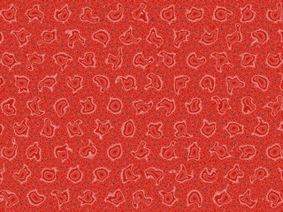 seamless red pattern with intricate organic shapes and textured details.
