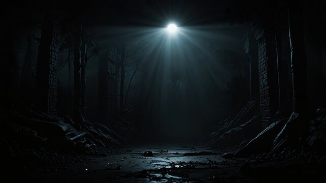 Light with Lens Flare against Black Background