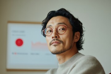 Poster - Asian Male Student Engaged with Tablet in Cozy Study Setting