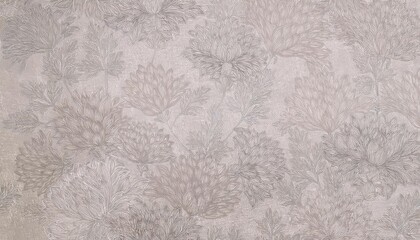 Poster - subtle beige floral texture with embossed chrysanthemum and fern patterns, perfect for elegant inter