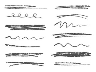 Poster - Pencil Drawn texture Lines Collection. Set of crayon chalk rough textured stroke. Doodle scribble Sketch elements. Abstract vector lines for highlight, emphasis