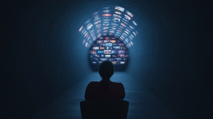 Poster - Immersive Digital Tunnel Neon Glow on Streaming Thumbnails