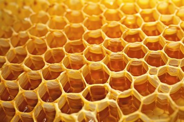 Poster - honeycomb full of honey displaying its perfect hexagonal structure, creating a mesmerizing pattern