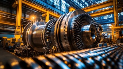 Poster - Massive Industrial Turbine Under Construction In Factory