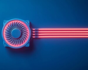 Poster - Futuristic Cooling System with Neon Accents Advanced Technology and Energy Efficiency in Modern Electronics