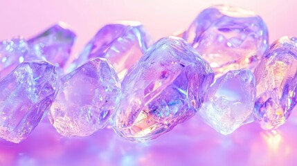 Poster - Iridescent Ice Crystals Glistening Underneath Purple Light