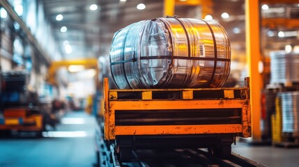 Poster - Metal coil transported on factory conveyor system