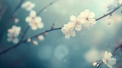  Delicate White Blossoms on a Branch in Spring