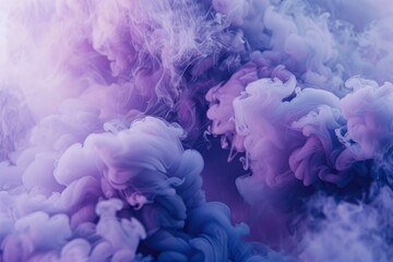 Poster - Colorful smoke effect created by mixing purple and blue ink in water, forming an abstract visual background