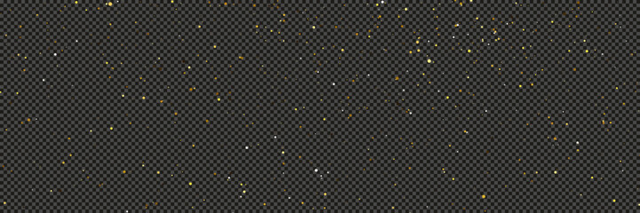 Wall Mural - gold glittering dust with stars on transparent backdrop