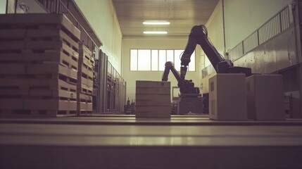 Poster - Robotic Arms Moving Pallets In A Warehouse Facility