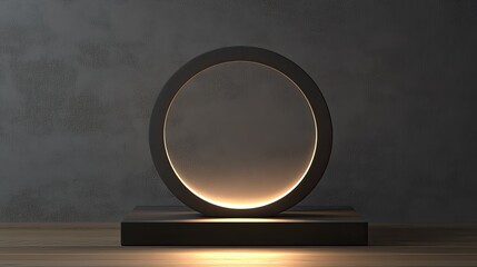 Aufkleber - Illuminated Circular Stand Modern Design Minimalist Decor