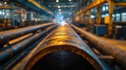 Poster - Industrial Welding Process Of Large Metal Pipes