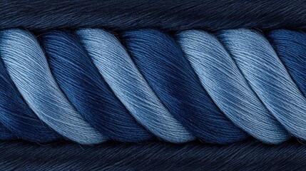 Poster - Braided textile threads in shades of blue