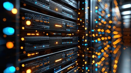 Poster - Illuminated Server Racks In A Modern Data Center