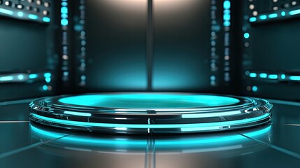 Poster - Futuristic Circular Platform With Cyan Lighting