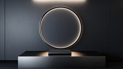Aufkleber - Minimalist Dark Display with Illuminated Circular Frame