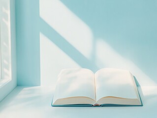 Aufkleber - Minimalist Open Notebook with Soft Shadows in Natural Light