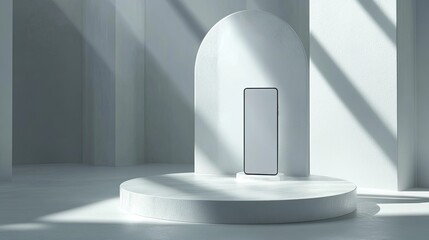 Poster - Smartphone Displayed on Minimalist White Platform