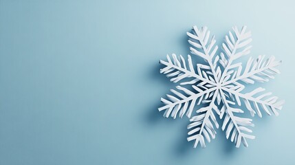 Aufkleber - A Single White Snowflake on Light Blue Background