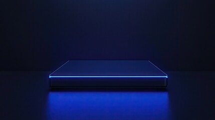 Poster - Blue Neon Lit Square Platform Display