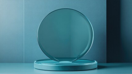 Poster - Teal Glass Oval Display on Circular Stand
