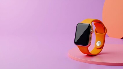Poster - Orange electric hypercar on left. Soft pink background. Copy space for text, 3D render AI Generated Designer Element