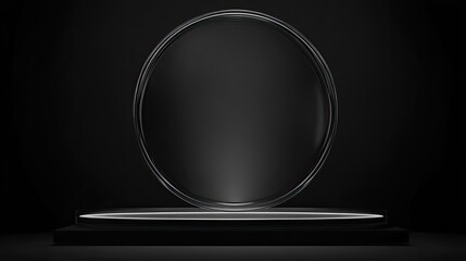 Poster - Black Oval Frame Above Minimalist Platform Display