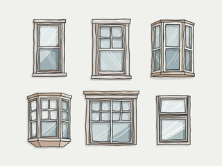 Canvas Print - Six Different Styles Of Windows Architectural Designs