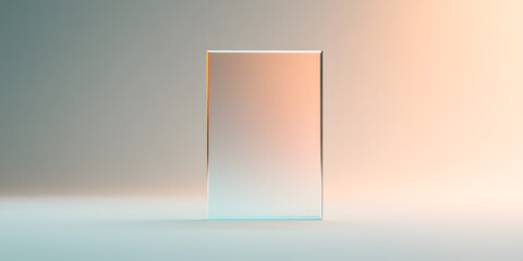 Poster - Transparent glass block on a gradient background. Minimalist product display or presentation concept.  Perfect for showcasing your design.