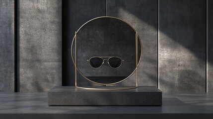 Poster - Stylish Sunglasses Displayed in a Modern Gold Frame Mirror