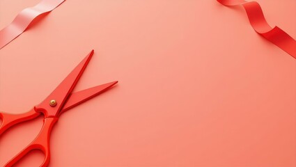 Poster - Coral pink dumbbell on right. Soft green background. Copy space for text, 3D render AI Generated Designer Element