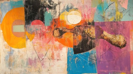 Poster - Abstract Colorful Composition Featuring A Chicken Leg