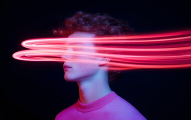 Aufkleber - Energetic Neon Motion Portrait of Youth