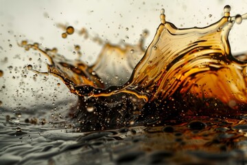 Poster - Soda splashing and making a crown shape, with bubbles and droplets
