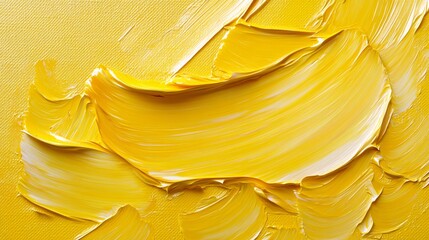 Sticker - Bright yellow paint texture on canvas showcasing artistic brush strokes and creativity