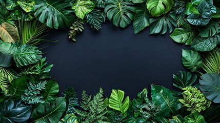 Wall Mural - Lush green foliage creating a vibrant natural border for creative designs