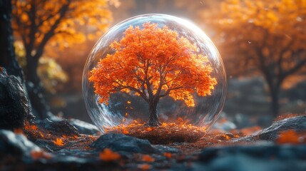 Wall Mural - Autumn Tree Encased In A Glass Sphere