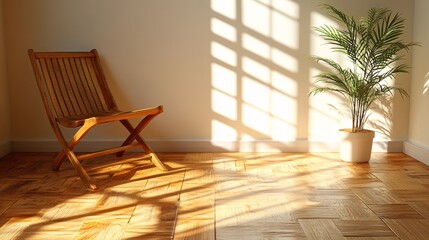 Sticker - Sunlight streaming into a cozy indoor space with a chair and potted plant