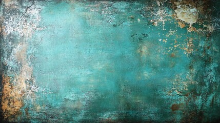 Wall Mural - Rustic teal texture with patina and weathered details on a textured surface