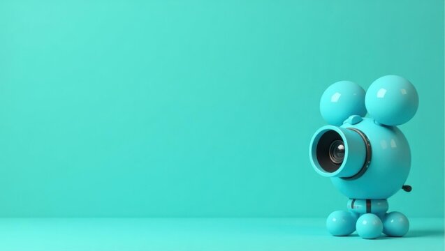 Azure blue light switch on left. Soft red background. Copy space for text, 3D render AI Generated Designer Element