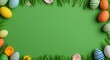 © typepng - An Easter scene with fresh green grass and painted eggs set against a spring background