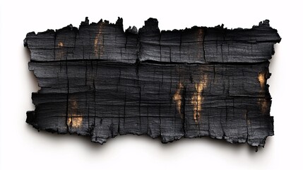 Sticker - Charred wood piece with intriguing textures and patterns against a light background