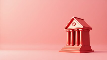 Leinwandbilder - Coral pink dumbbell on right. Soft green background. Copy space for text, 3D render AI Generated Designer Element
